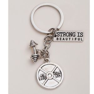 New Strong Is Beautiful Weights Dumb Bell Gym Keychain Stocking Stuffer